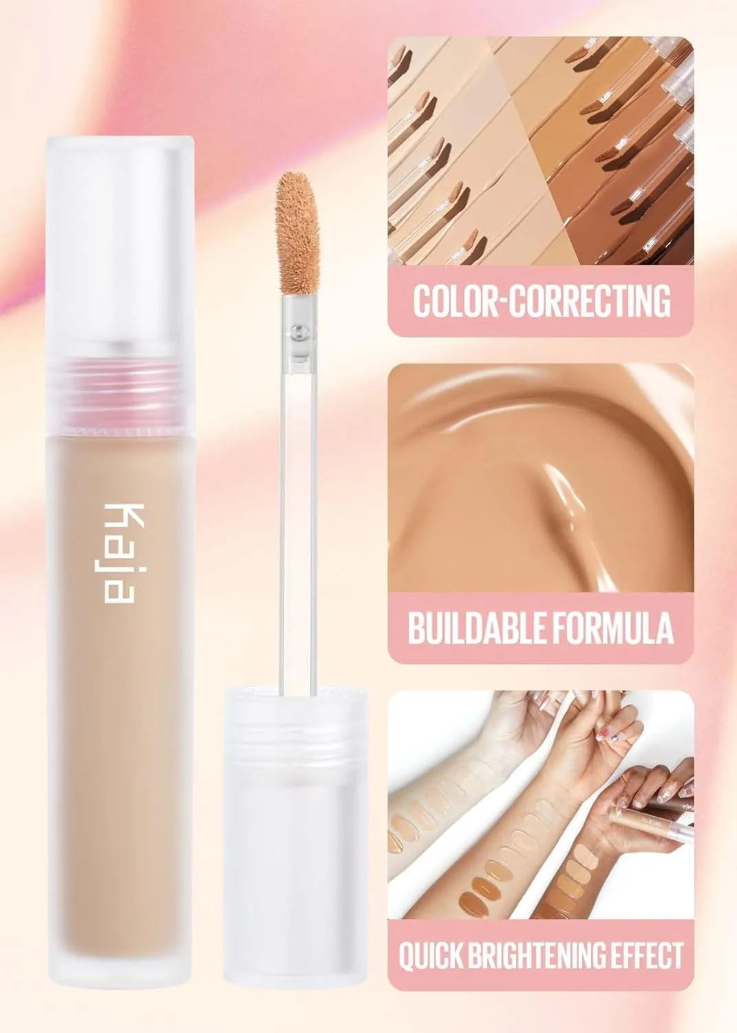 KAJA Liquid Concealer - Don't Settle 04 Waffles | with Aqua Ceramide, Hydrating, Buildable, Lightweight, Seamless Coverage, Dark Circles Cover Up, Under Eye, Dark Spot Corrector Makeup, 0.21 Oz