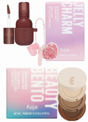 Kaja Lip & Blush Glazed Keychain Stain - Jelly Charm 06 Mocha Glaze   Beauty Bento Collection - Bouncy Eyeshadow Trio 14 Neutral Moment 0.03 Oz Bundle