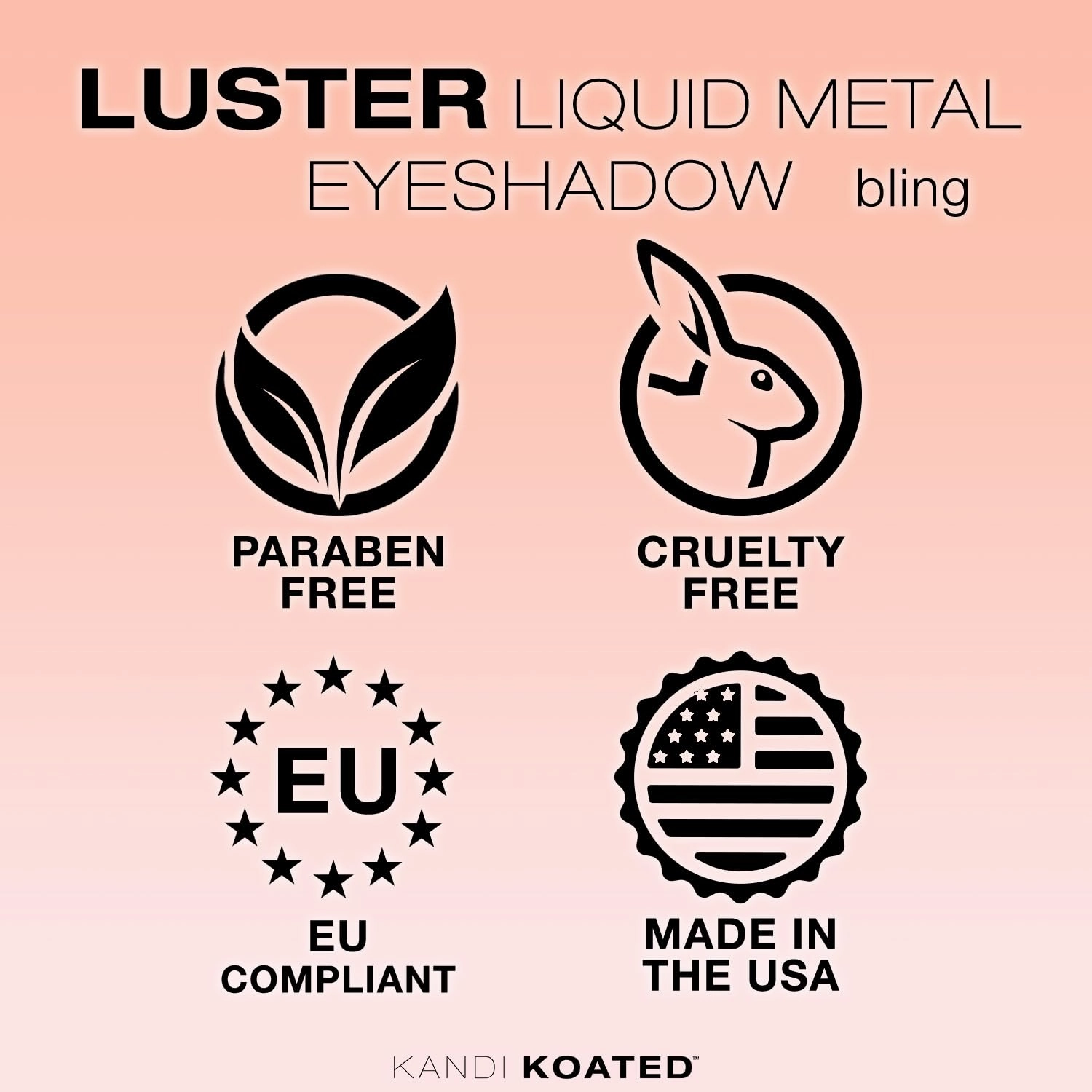 Kandi Koated Luster Liquid Metal Eyeshadow [Bling] Liquid Eye Paint with Shimmery Finish | Rich Colors, Paraben-Free, Cruelty-Free Eyeshadow | Beauty & Makeup
