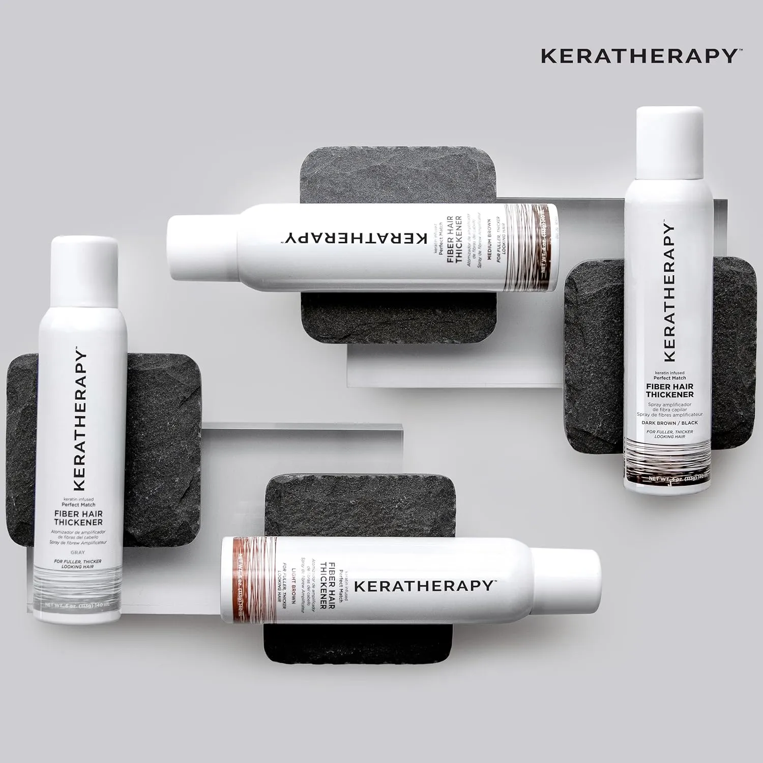Keratherapy Keratin Infused Perfect Match Fiber Hair Thickener Spray, Dark Brown to Black, 4 fl. oz., 140 ml - Volumizing, Thickening, & Concealing Hairspray for Scalp Coverage, Roots & Thinning Areas