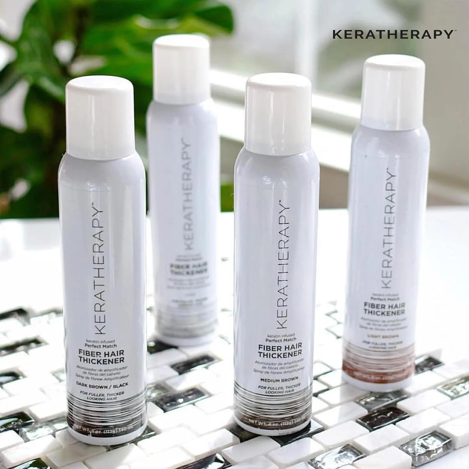 Keratherapy Keratin Infused Perfect Match Fiber Hair Thickener Spray, Dark Brown to Black, 4 fl. oz., 140 ml - Volumizing, Thickening, & Concealing Hairspray for Scalp Coverage, Roots & Thinning Areas