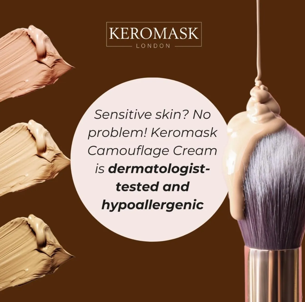 Keromask Full Coverage Concealer | Camouflage Makeup | Waterproof Concealer | Hypoallergenic | Vitiligo, Tattoo, Rosacea, Tattoo Cover | 24 Shades | Light No 3