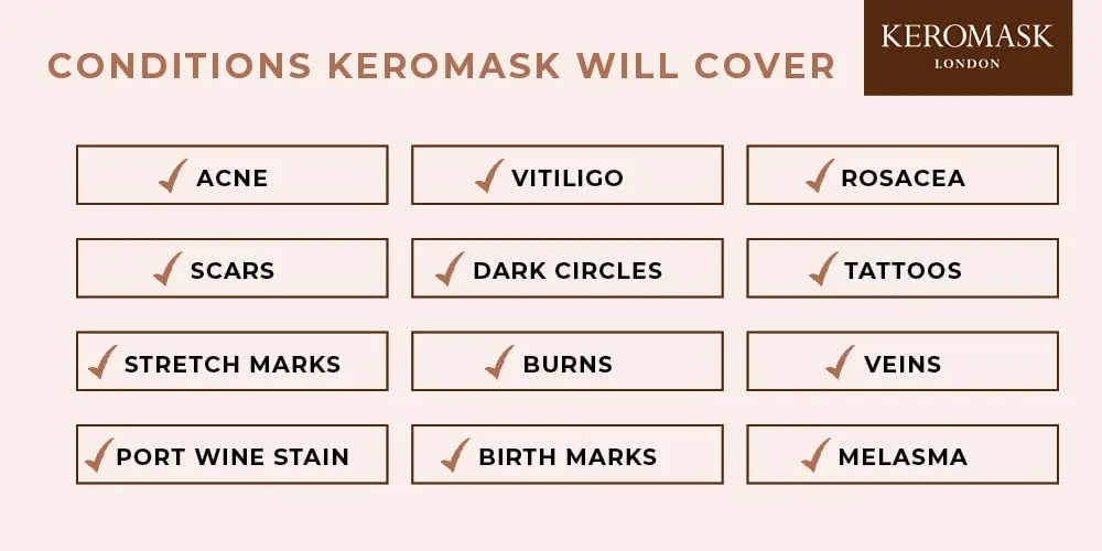 Keromask Full Coverage Concealer | Dark No 5 | Camouflage Makeup | Waterproof Concealer | Hypoallergenic | Vitiligo, Tattoo, Rosacea, Tattoo Cover |24 Shades