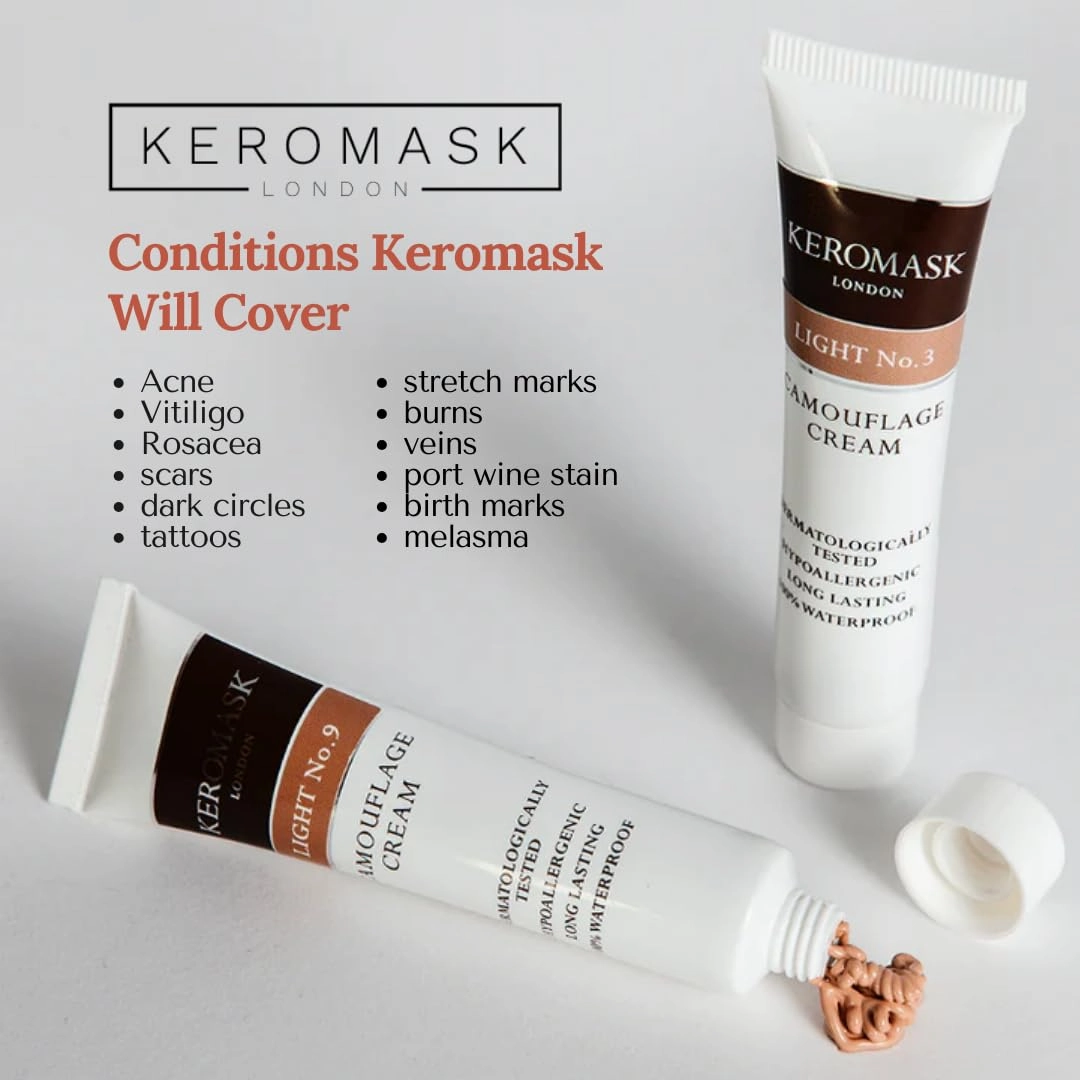 Keromask Full Coverage Concealer | Yellow Mixer | Camouflage Makeup | Waterproof Concealer | Hypoallergenic | Vitiligo, Tattoo, Rosacea, Tattoo Cover |24 Shades