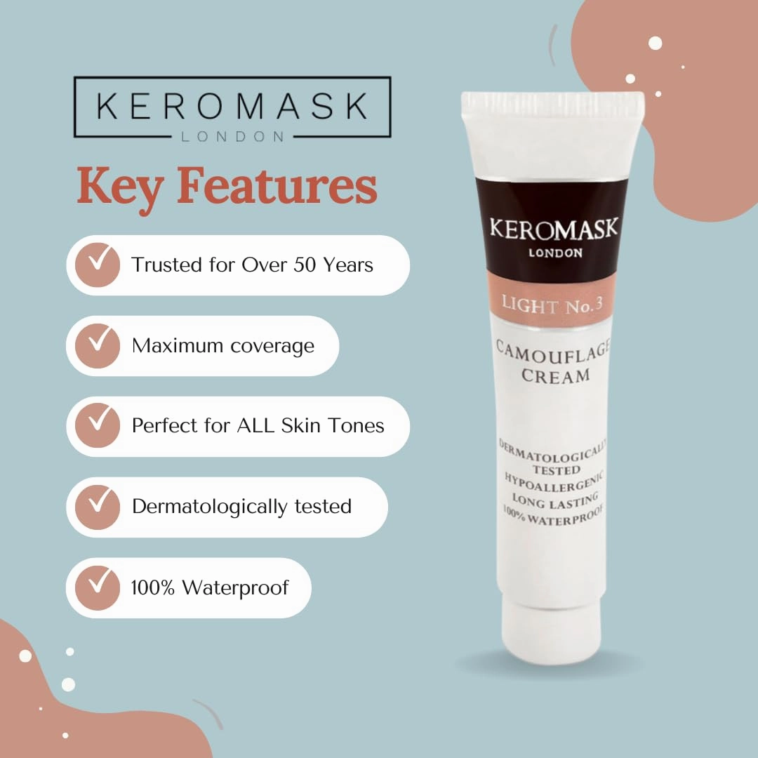Keromask Full Coverage Concealer | Yellow Mixer | Camouflage Makeup | Waterproof Concealer | Hypoallergenic | Vitiligo, Tattoo, Rosacea, Tattoo Cover |24 Shades