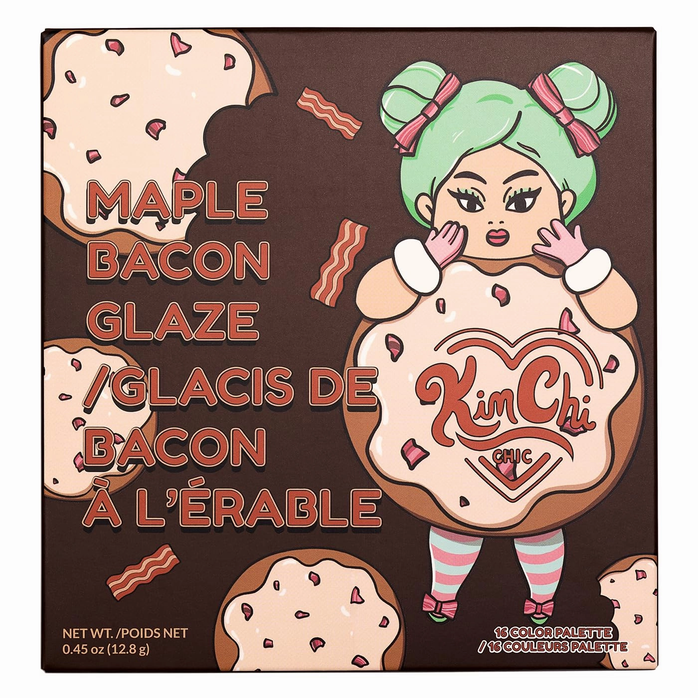 Kimchi Chic Donut Collection Eyeshadow Palette - 16 Matte, Pigment, & Glitter Shadows, Versatile for Day to Night Looks, Cruelty Free, Maple Bacon Glaze