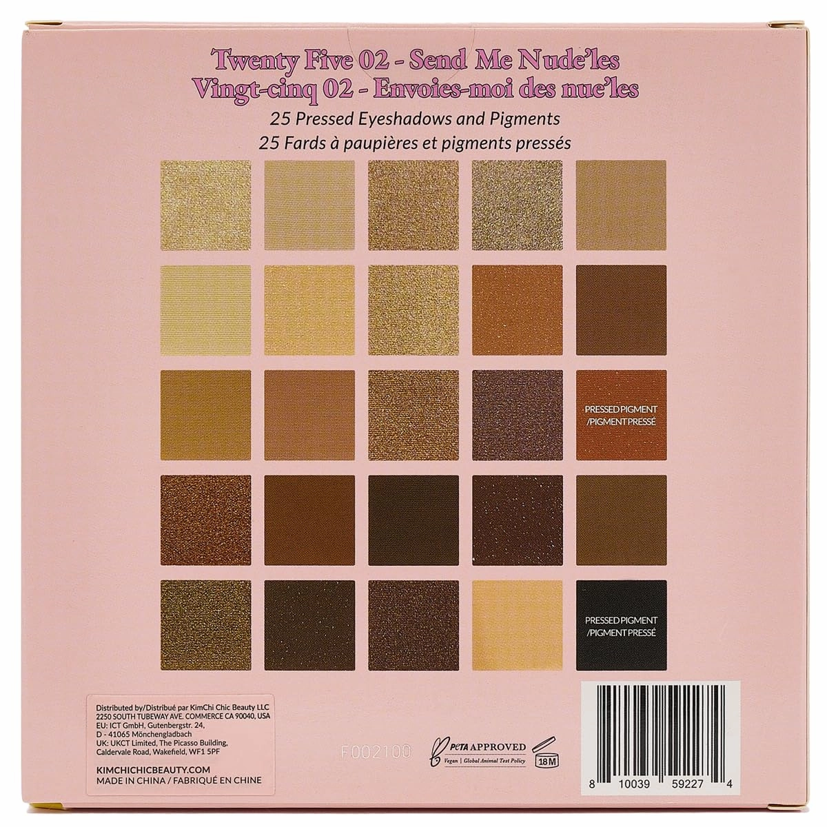Kimchi Chic Twenty Five Eyeshadow Palette - 25 Shimmer & Matte Shades for Day to Night Looks, Cruelty Free & Vegan Send Me Nude'Les 0.5 oz