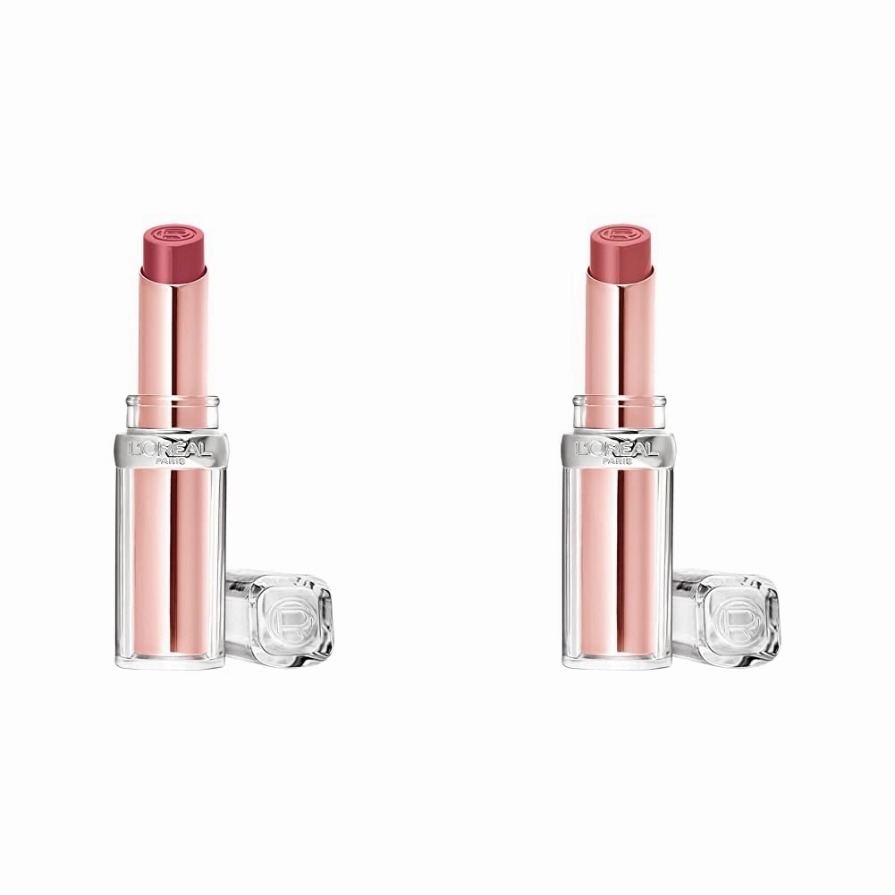 L'Oreal Paris Glow Paradise Hydrating Balm-in-Lipstick Bundle with Pomegranate Extract, Blush Fantasy 0.1 Oz and Nude Heaven 0.1 Oz
