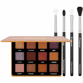 Lamora Bronze Smokey Eyeshadow Palette with Eyeshadow Blending Brushes