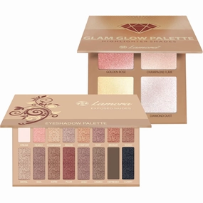 Lamora Eyeshadow Palette (Exposed) with Powder Highlighter Palette