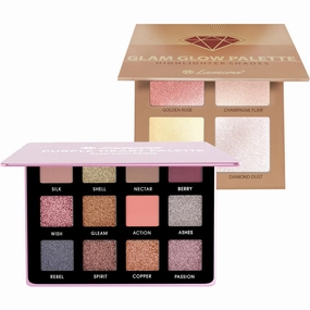 Lamora Rose Smokey Eyeshadow Palette with Powder Highlighter Palette