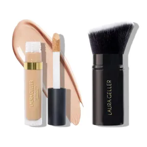 LAURA GELLER NEW YORK Ideal Fix Buildable Medium to Full Coverage Concealer, Fair   Retractable Angled Kabuki Brush