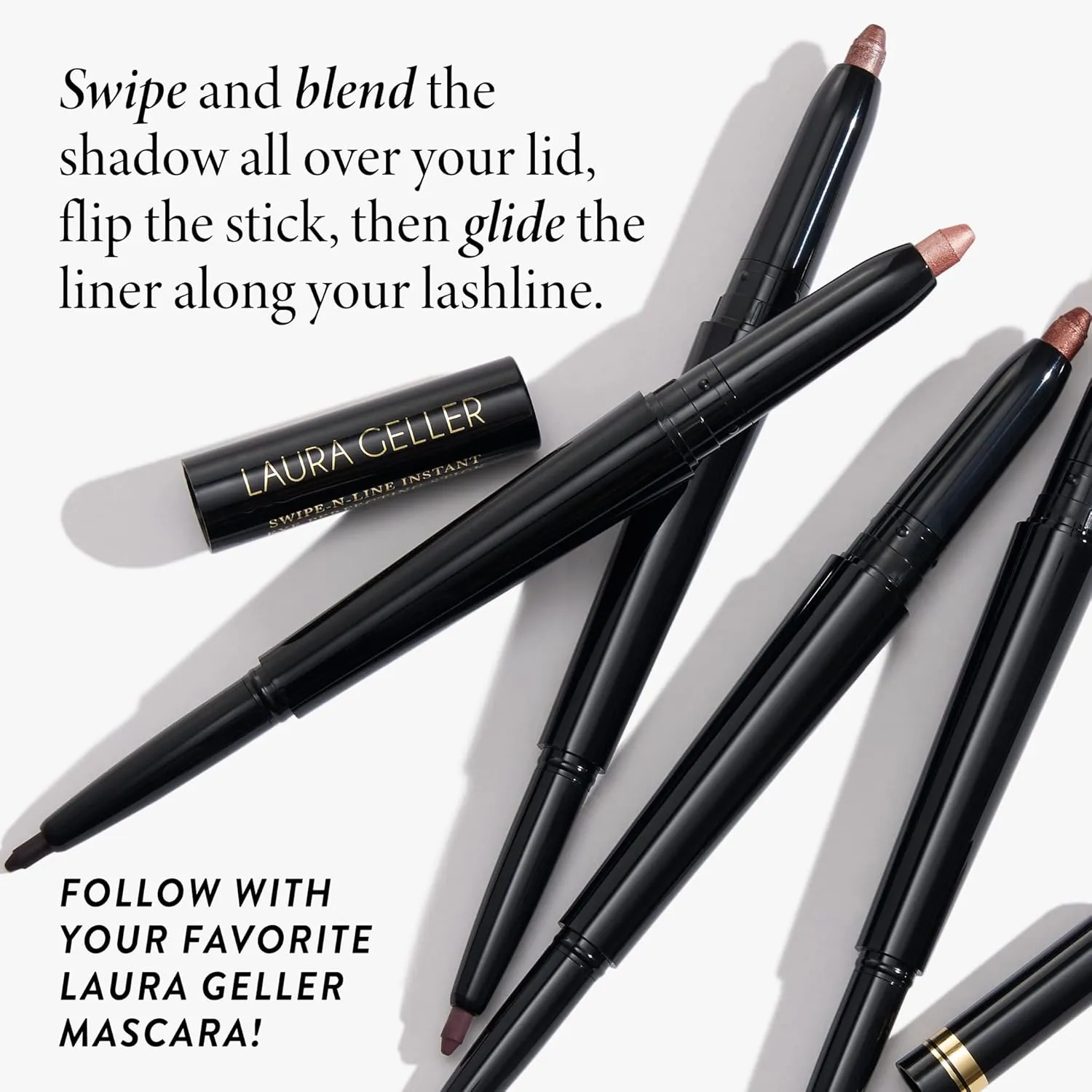 LAURA GELLER NEW YORK Swipe-n-Line Dual-Ended Eyeshadow   Eyeliner - Classic (Onyx/Champagne) - Cream Eyeshadow & Smooth Glide Eyeliner - Waterproof & Crease-free Color