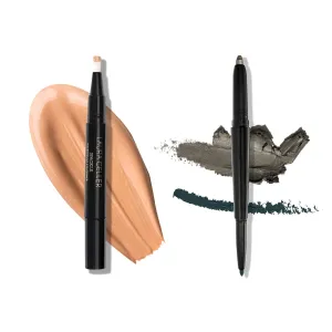 LAURA GELLER NEW YORK Waterproof Eye Spackle Eyeshadow Primer   Swipe-n-Line Dual-Ended Eyeshadow and Eyeliner Stick, Dramatic (Sage-Gray/Stormy Blue)