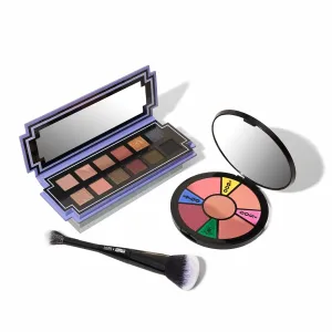 LAURA GELLER NEW YORK Wheel fo Fortune Eye and Cheek Palette Kit - Prizewinnig Eyes Eyeshadow Palette   Face the Day Blush Palette   Dual-Ended Brush
