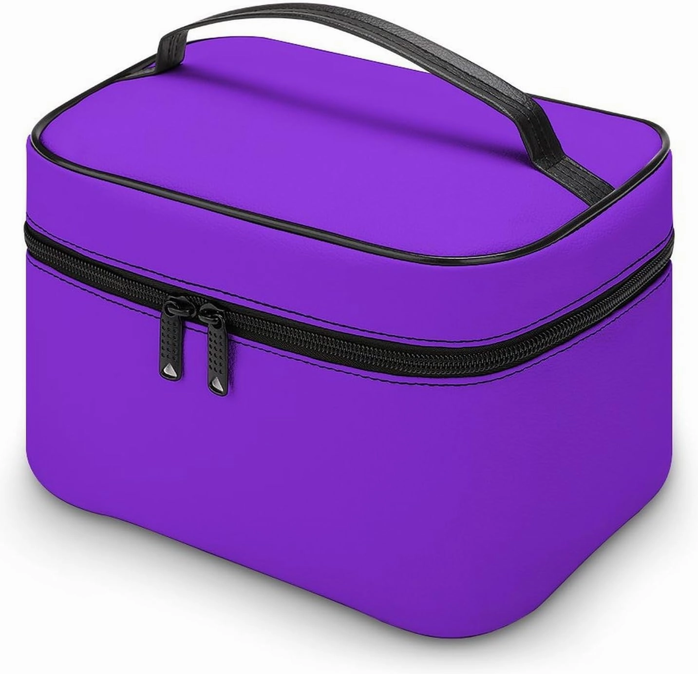 Leather Cosmetic Case, Blue Violet Portable Makeup Bag Organizer Large Capacity Travel Toiletry Bag with Zipper