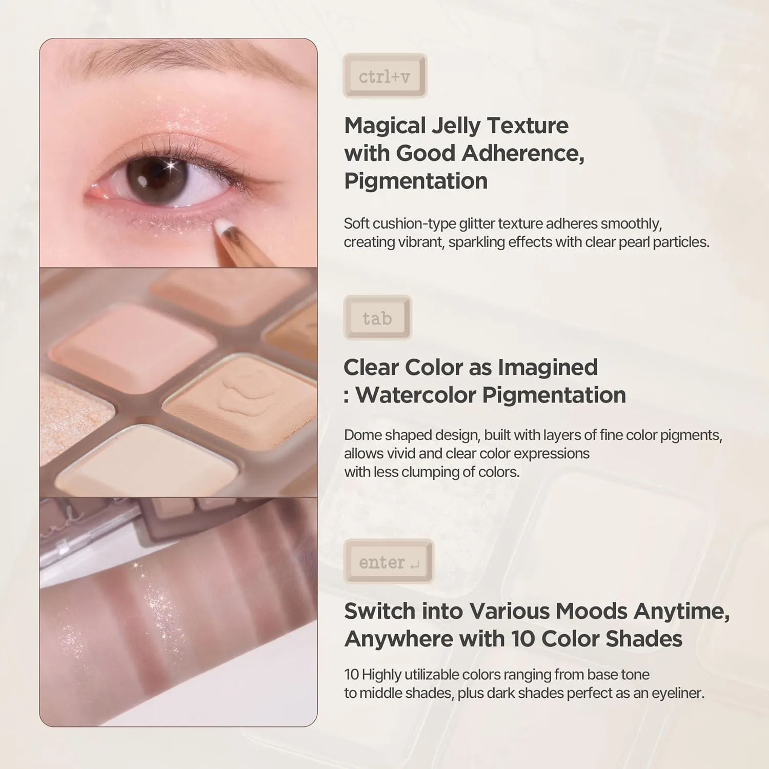 lilybyred Mood keyboard eyeshadow palette | Soft neutral ash color, Long-Wearing, glitter, Clear watercolor | Palette With Easy Color Matching For All | K-beauty (03#Ash Beige)