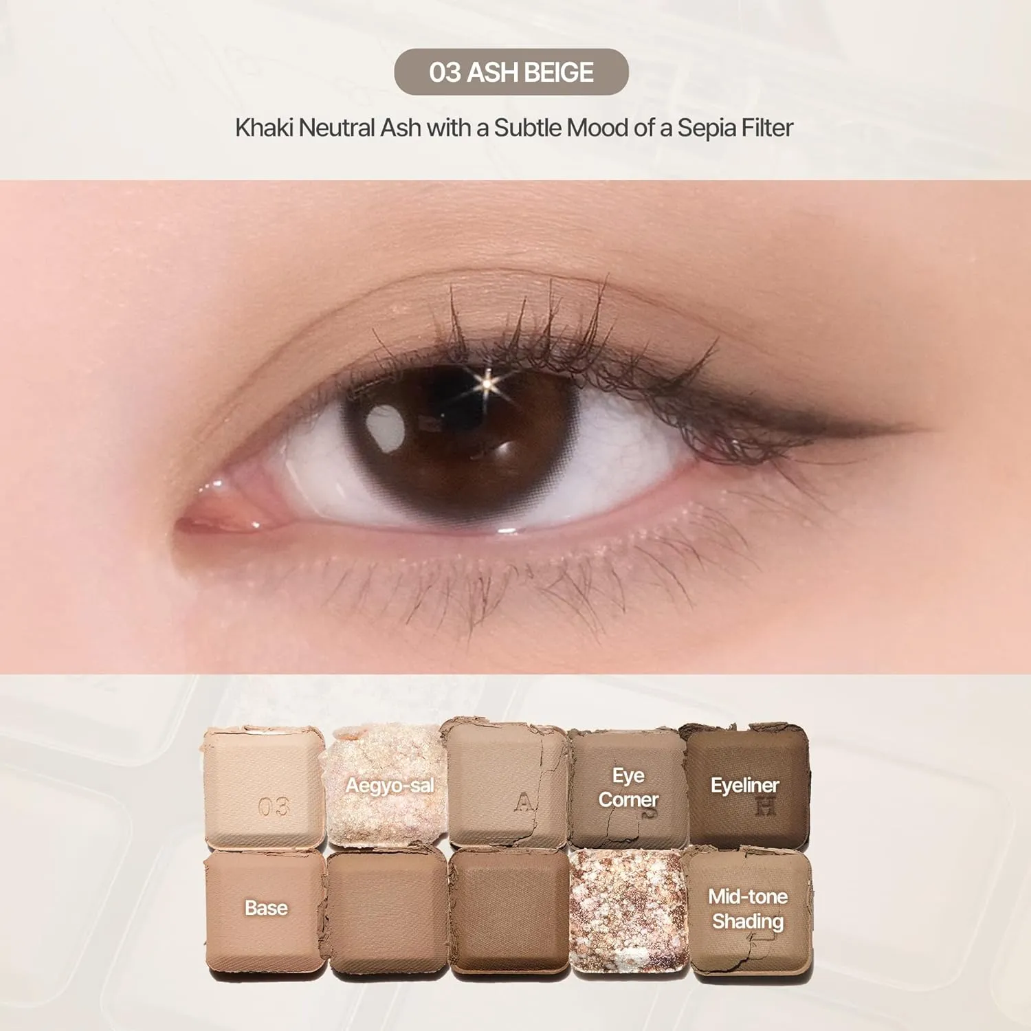 lilybyred Mood keyboard eyeshadow palette | Soft neutral ash color, Long-Wearing, glitter, Clear watercolor | Palette With Easy Color Matching For All | K-beauty (03#Ash Beige)