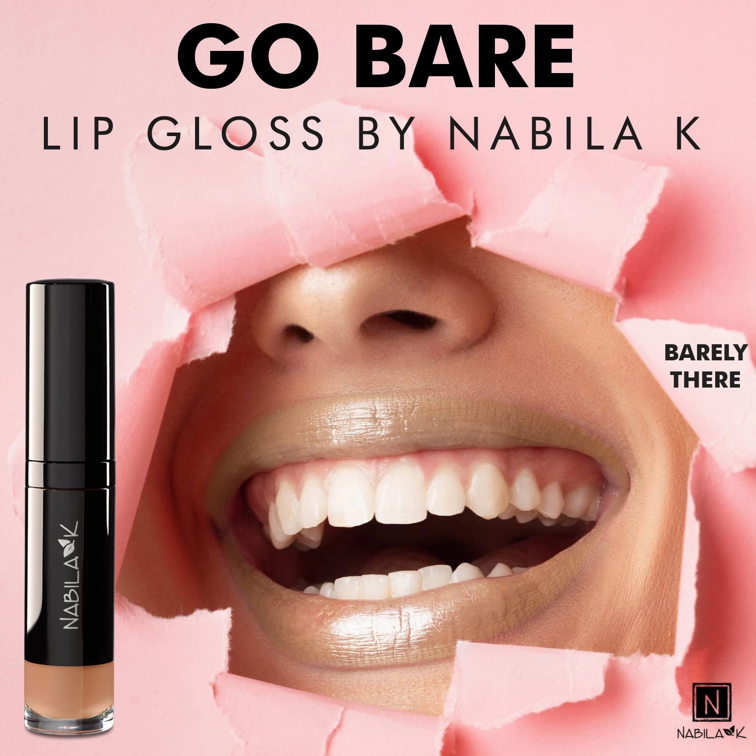 Lip Gloss - Moisturizing Lip Color Derived from Natural Pigments for Shimmery Sheen - Cruelty-Free, No Sulfates, Parabens, Phthalates - 0.25 oz - Creamy - Go Bare