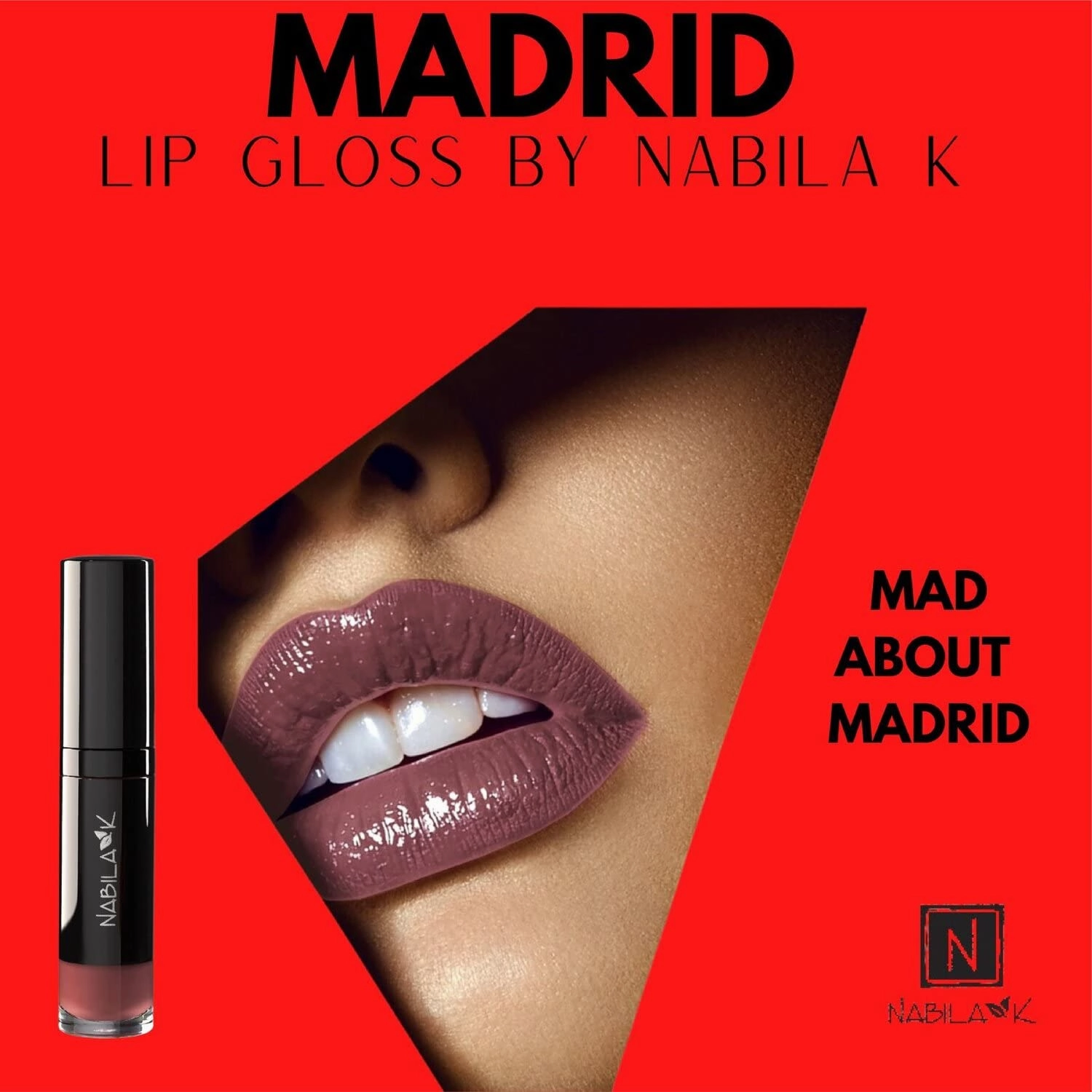 Lip Gloss - Moisturizing Lip Color Derived from Natural Pigments for Shimmery Sheen - Cruelty-Free, No Sulfates, Parabens, Phthalates - 0.25 oz - Creamy - Madrid