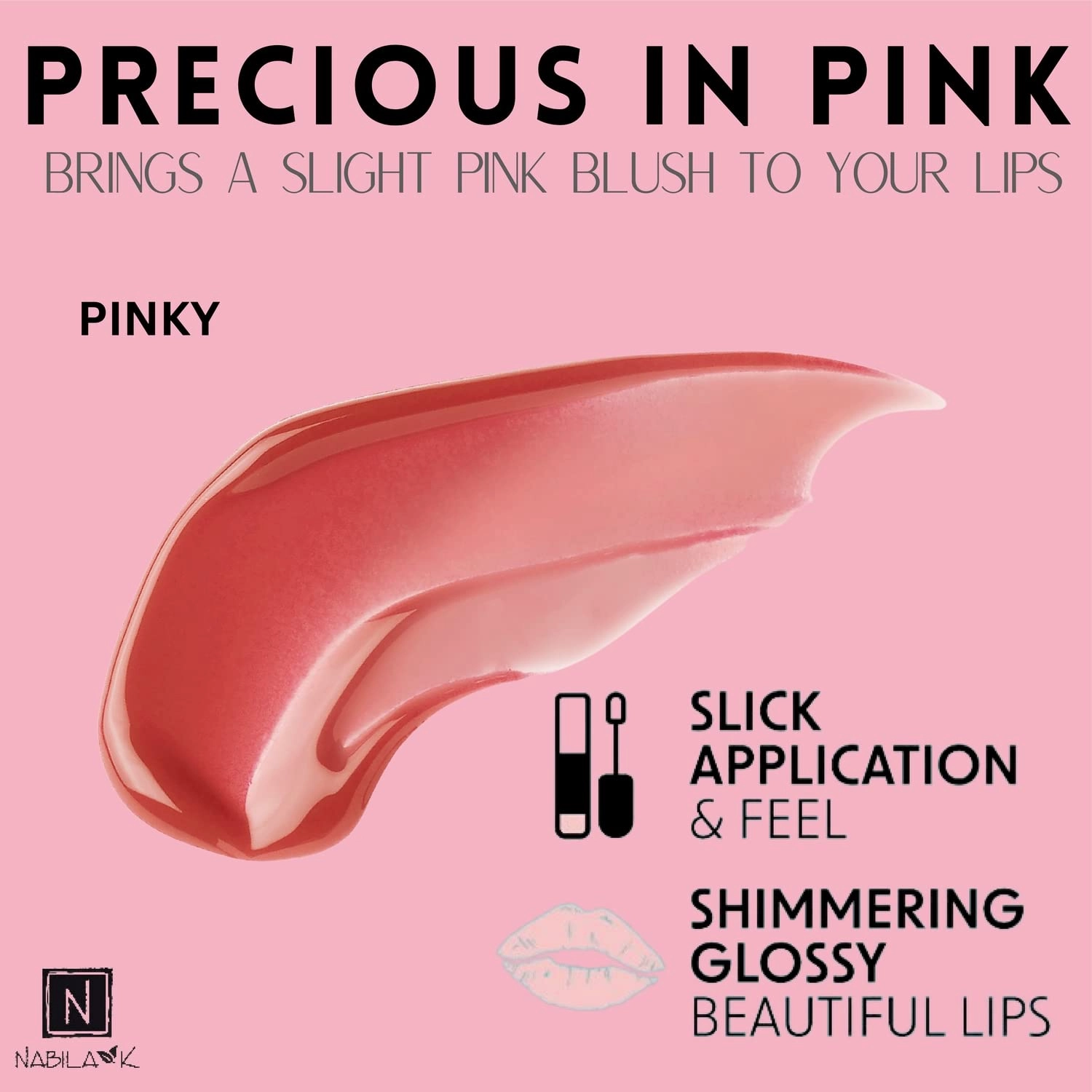 Lip Gloss - Moisturizing Lip Color Derived from Natural Pigments for Shimmery Sheen - Cruelty-Free, No Sulfates, Parabens, Phthalates - 0.25 oz - Creamy - Pinky