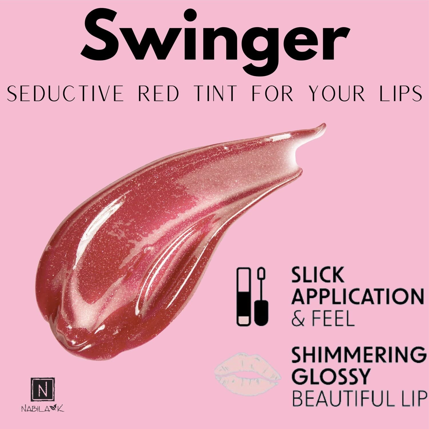 Lip Gloss - Moisturizing Lip Color Derived from Natural Pigments for Shimmery Sheen - Cruelty-Free, No Sulfates, Parabens, Phthalates - 0.25 oz - Pearlized - Swinger