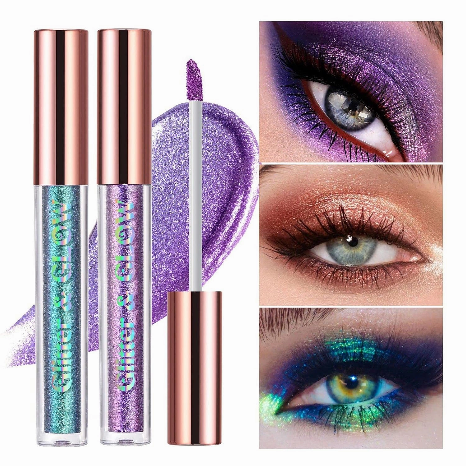 Liquid Glitter Eyeshadow, Liquid Chameleon Metallic Eyeshadow, Multicolor Shifting Holographic Glitter Multichrome Eyeshadow, Long-lasting With No Creasing Multi-Dimensional Eye Looks