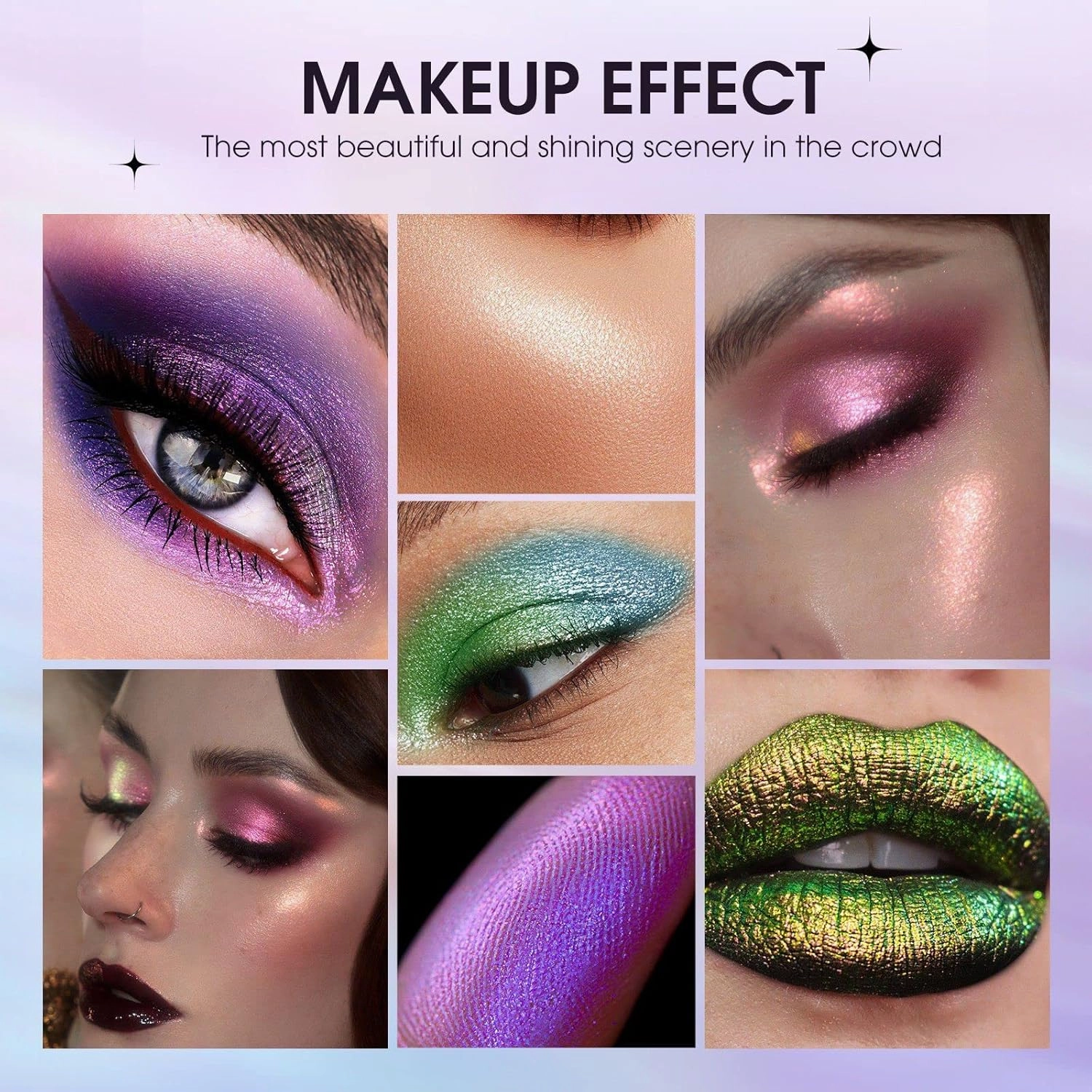 Liquid Glitter Eyeshadow, Liquid Chameleon Metallic Eyeshadow, Multicolor Shifting Holographic Glitter Multichrome Eyeshadow, Long-lasting With No Creasing Multi-Dimensional Eye Looks