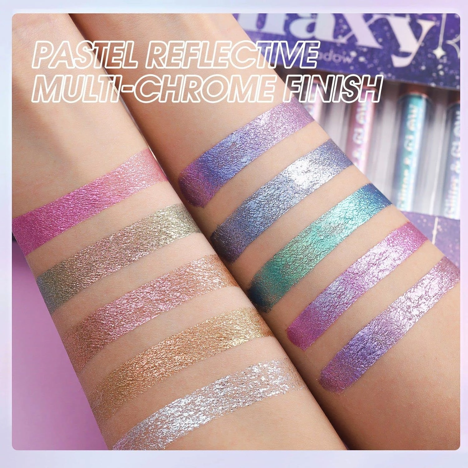 Liquid Glitter Eyeshadow, Liquid Chameleon Metallic Eyeshadow, Multicolor Shifting Holographic Glitter Multichrome Eyeshadow, Long-lasting With No Creasing Multi-Dimensional Eye Looks