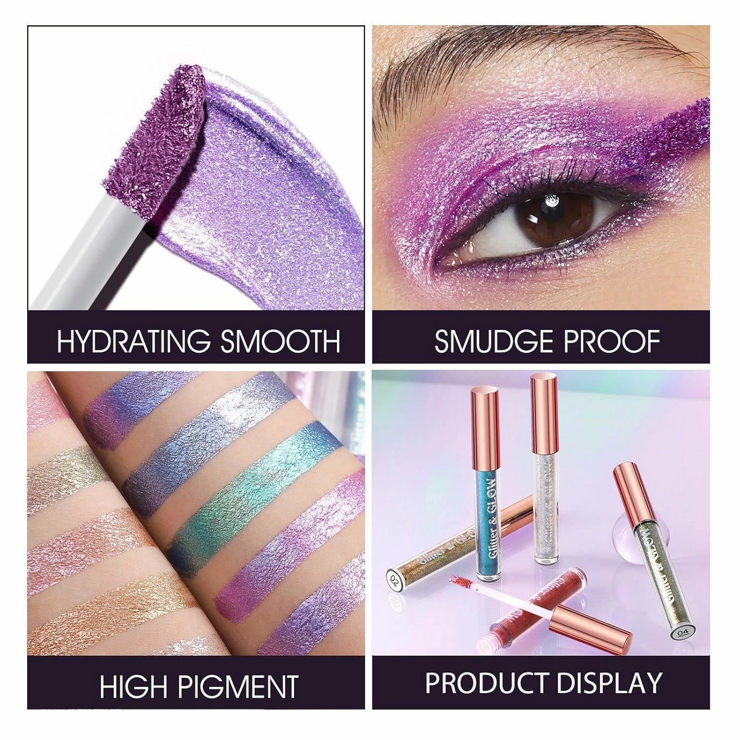 Liquid Glitter Eyeshadow, Liquid Chameleon Metallic Eyeshadow, Multicolor Shifting Holographic Glitter Multichrome Eyeshadow, Long-lasting With No Creasing Multi-Dimensional Eye Looks