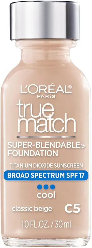 L'Oreal Paris Makeup True Match Super-Blendable Liquid Foundation, Classic Beige C5, 1 Fl Oz,1 Count