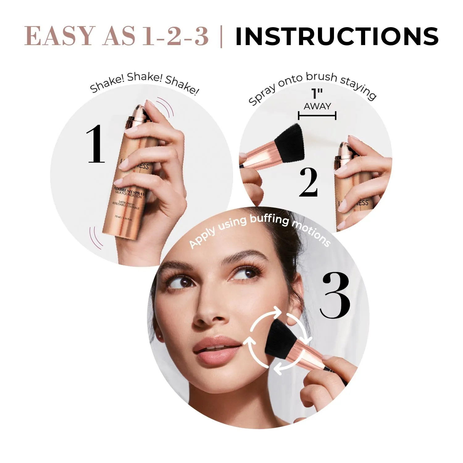 LUMINESS Airbrush Flawless 4-PC Makeup Kit - Includes Eyeshadow Palette, Airbrush Foundation, Primer & Makeup Brushes - Long-Lasting, Silky, Easy to Blend Make Up Set, Travel Size (05 - Medium Warm)