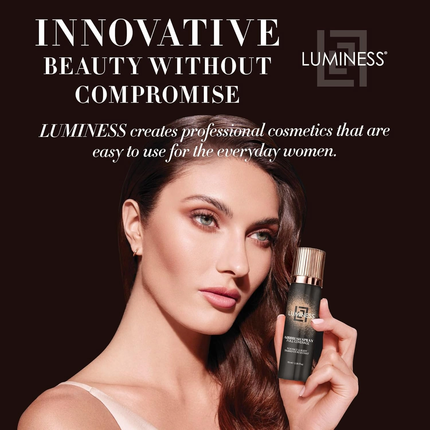 LUMINESS Spray Airbrush Foundation Makeup with L500 Buffing Brush, 030 - Lightweight, Buildable Coverage Foundation - Water-Based Air Brush Concealer for Seamless Blending, Natural-Looking Finish
