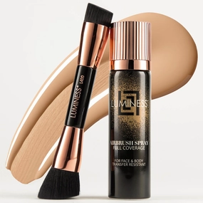 LUMINESS Spray Airbrush Foundation Makeup with L500 Buffing Brush, 030 - Lightweight, Buildable Coverage Foundation - Water-Based Air Brush Concealer for Seamless Blending, Natural-Looking Finish