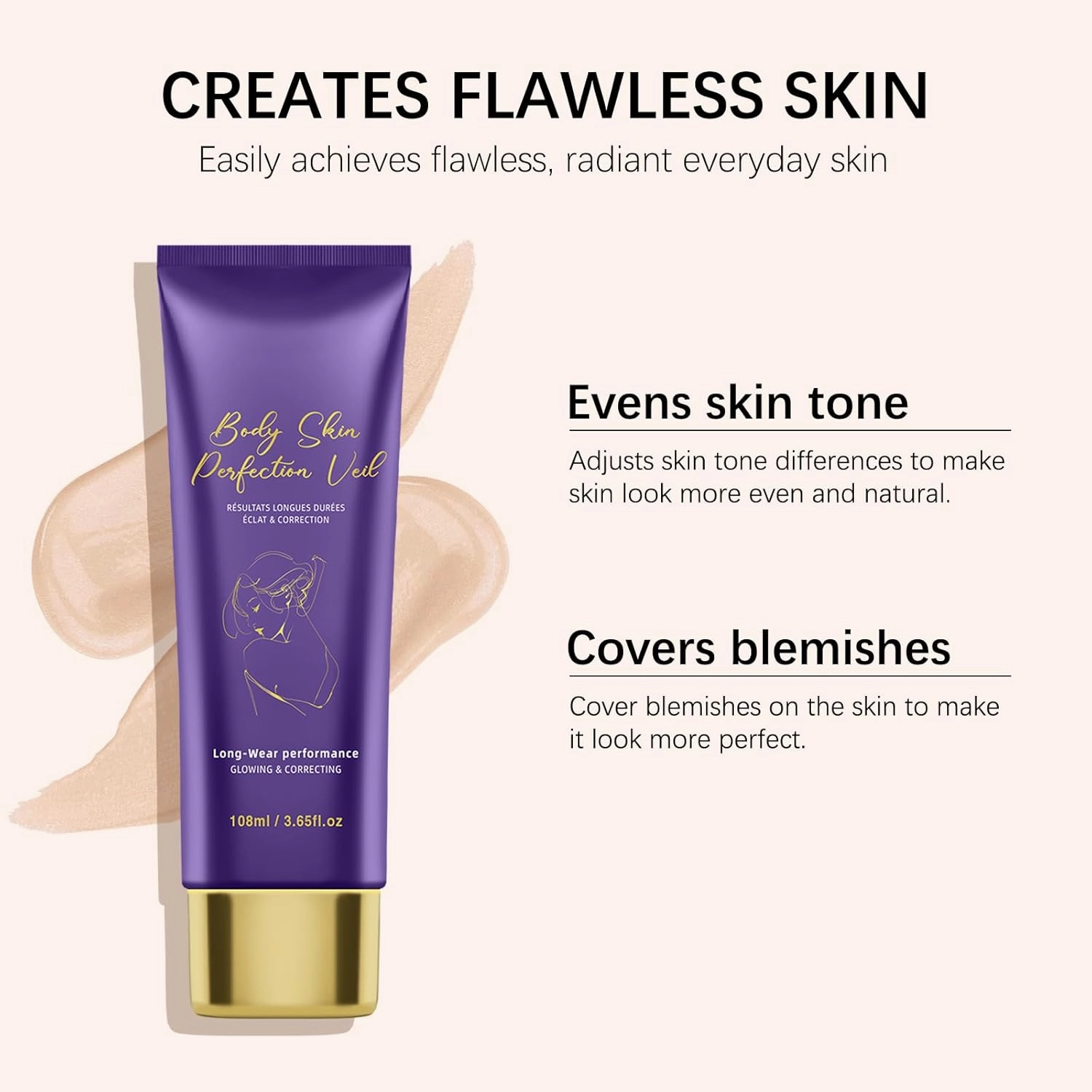 Luxury Body Coverage Perfector Waterproof Full Coverage, Hydrating Concealer Cream with Makeup Brush, Tattoo Cover Up Makeup for All Skin Tones, Long-Lasting Complexion Perfector (Warm Radiance)