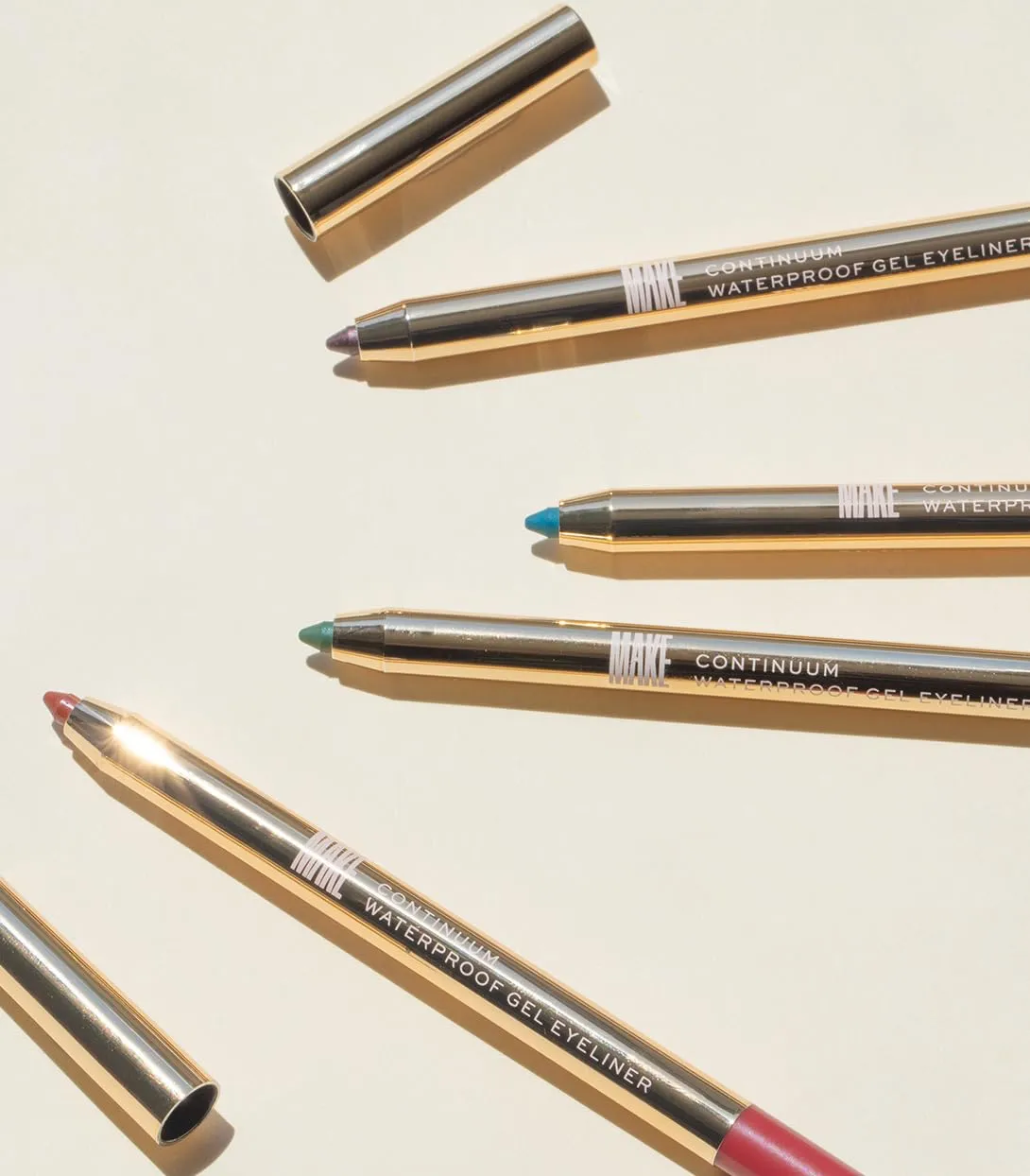 MAKE Beauty Continuum Waterproof Gel Eyeliner Pencil. Creamy, Pigmented Multi-Use, including Waterline with Built-in Sharpener and Blending Brush. Smudge-Proof Makeup. Shade - Nebula, Brown/Black