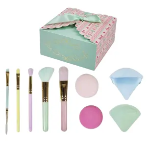 Makeup Brush & Sponge Set of 5 - For Professional and Daily Makeup Foundation, Blush, Eye Shadow & Blending Brushes Soft & Vegan Bristle Latex Free, Gift and 100% Made in Turkey