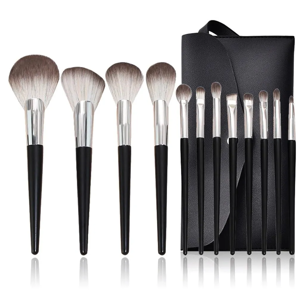 Makeup brush set 12 pieces of black silver brush powder eye shadow brush multi-function beauty tools