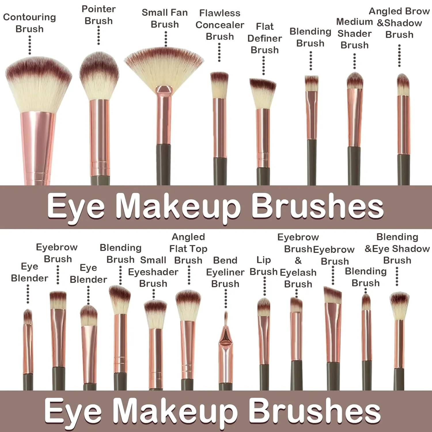 Makeup Brush Set, 48Pcs Makeup Tool Set Premium Synthetic Foundation Concealers Powder Eye Shadows Makeup Brushes Kit for for Beginner Professional, Brown