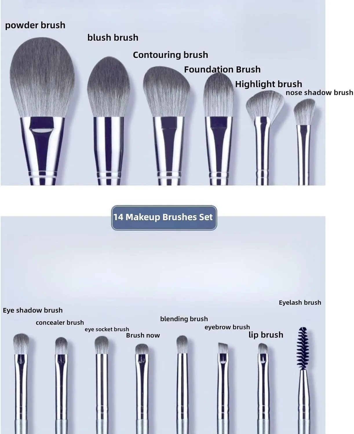 Makeup Brushes 14-Piece Makeup Brush Set with Brush Bag Soft Brushes Comfortable Handles Beauty Tools Portable Makeup Brush Set Brush Set