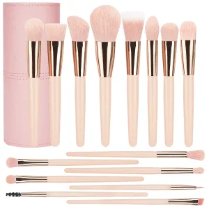 Makeup Brushes 15Pcs Professional Makeup Brush Set Premium Synthetic Foundation Powder Contour Blush Concealer Eye Shadow Blending Wood Handle Make Up Brush Kit with case