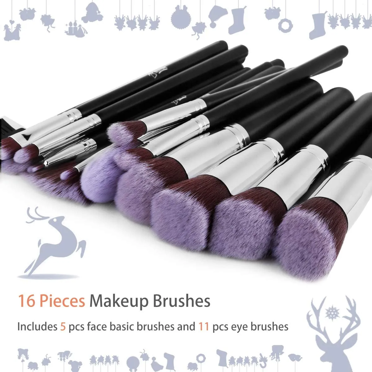 Makeup Brushes Makeup Brush Set, BESTOPE PRO Makeup Brushes Kit, 16Pcs Professional Makeup Brush Set for Eye and Face, Foundation Powder Concealers Blush Eyeshadow Brush Make UP Brushes Kit Silver