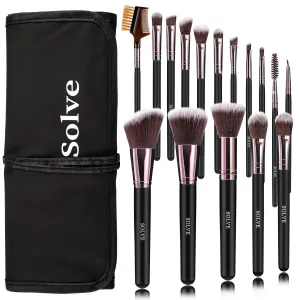 Makeup Brushes Premium Synthetic Foundation Powder Concealers Eye Shadows Makeup 18 Pcs Brush Set, Rose Golden, with Case