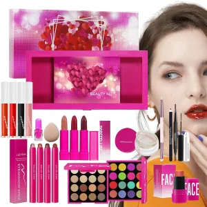 Makeup Set - Beginners Eye Lips Makeup Kit Women Daily Use Long-Lasting Lipstick Mascara Eyeshadow Palette Cosmetics For Business, Traveling, Dating, Photography