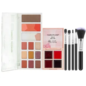 Makeup Sets, Makeup Kit for Women, All in One Makeup Set, Girls Cosmetic Gifts with Eyeshadow Palette Combo Highlighter Blusher Contour Shades Solid Cream Gel Nail Polish Palette Makeup Brush