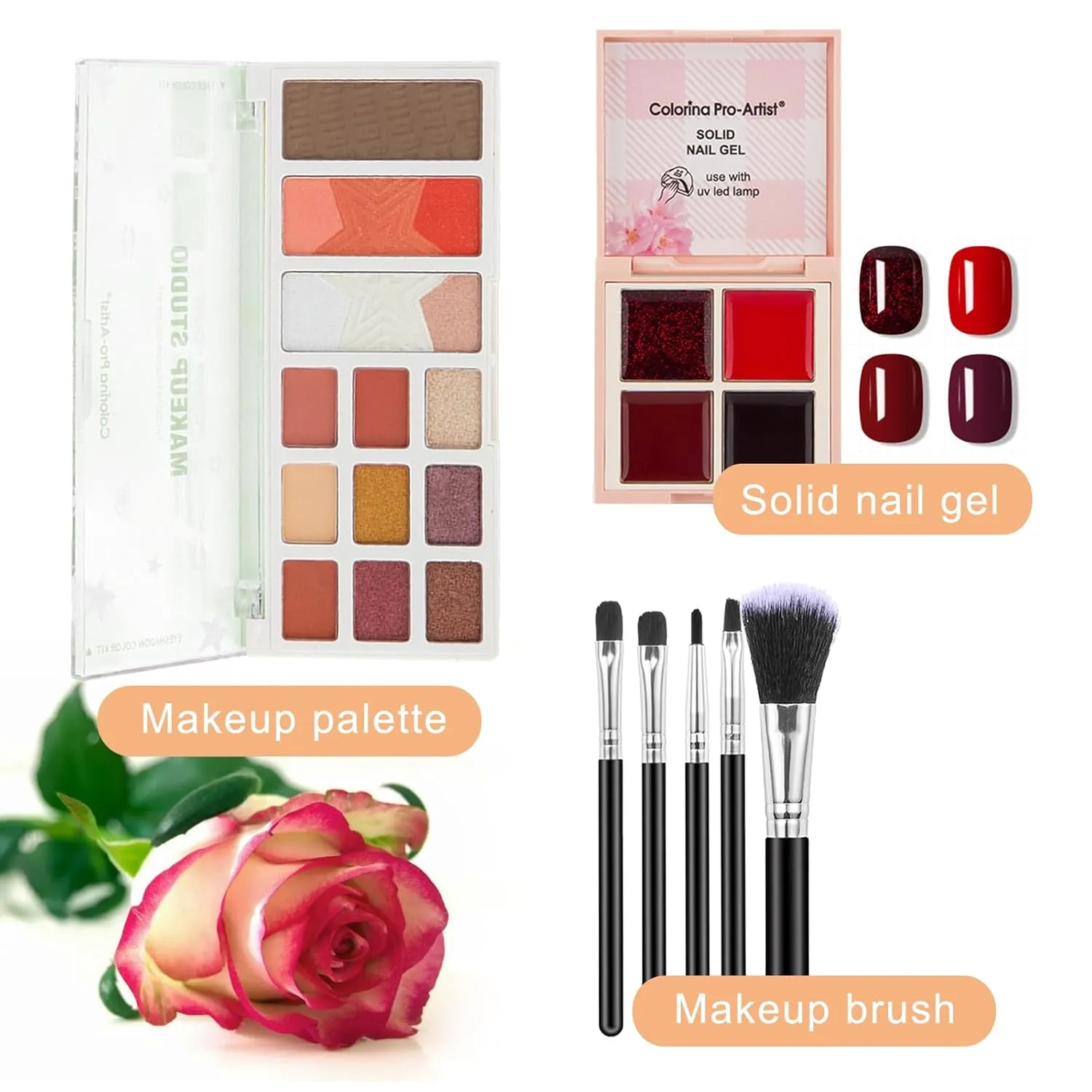 Makeup Sets, Makeup Kit for Women, All in One Makeup Set, Girls Cosmetic Gifts with Eyeshadow Palette Combo Highlighter Blusher Contour Shades Solid Cream Gel Nail Polish Palette Makeup Brush