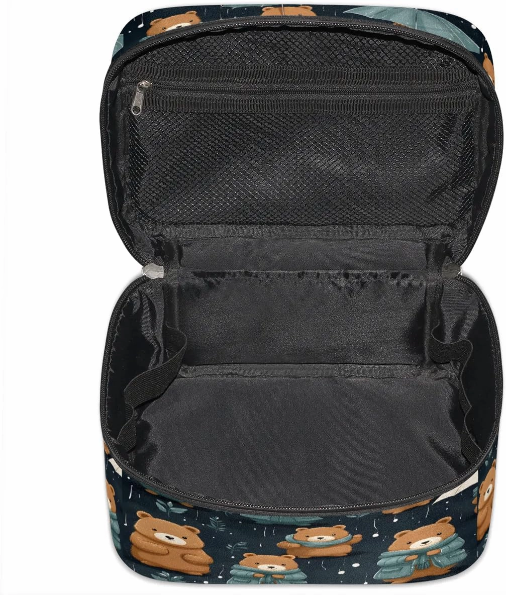 Makeup Bag Large Cute Bears Toiletry Bag for Women Travel Cosmetic Bag Portable Makeup Bag for Bottles Brushes Lipstick Skin Care