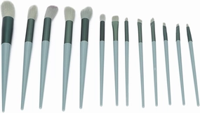 Makeup Brush Set, 13 Pcs Premium Synthetic Powder Concealers Eye Shadows Blush Makeup Brushes(Green)