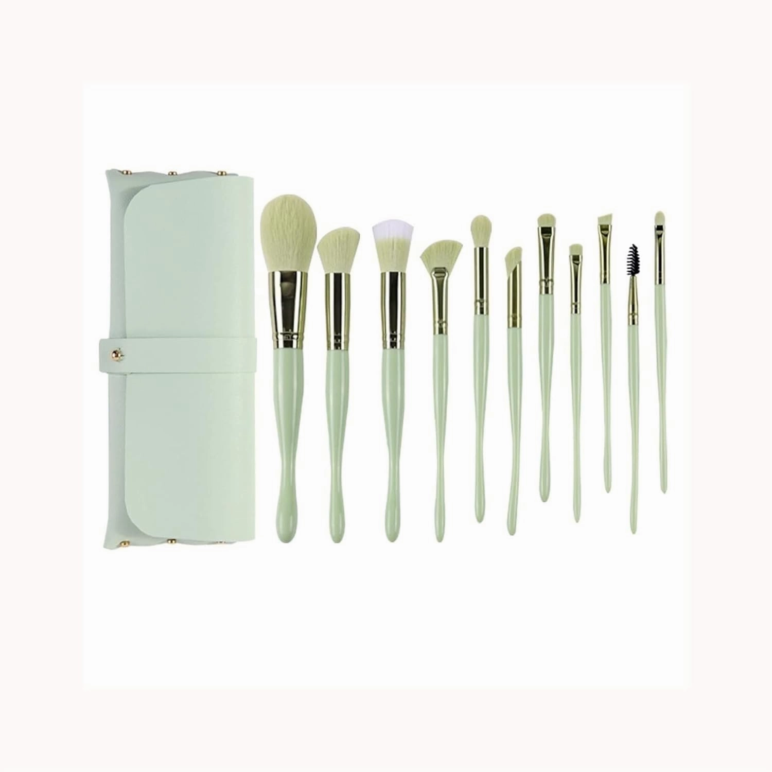 Makeup Brushes Tools 11 Piece Sets, Foundation Blending Blush Concealer Eyeshadow Eyebrow Eyeliner, Professional Beauty Tools (Color : Green)