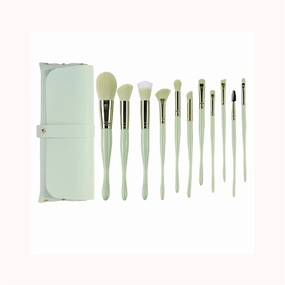 Makeup Brushes Tools 11 Piece Sets, Foundation Blending Blush Concealer Eyeshadow Eyebrow Eyeliner, Professional Beauty Tools (Color : Green)